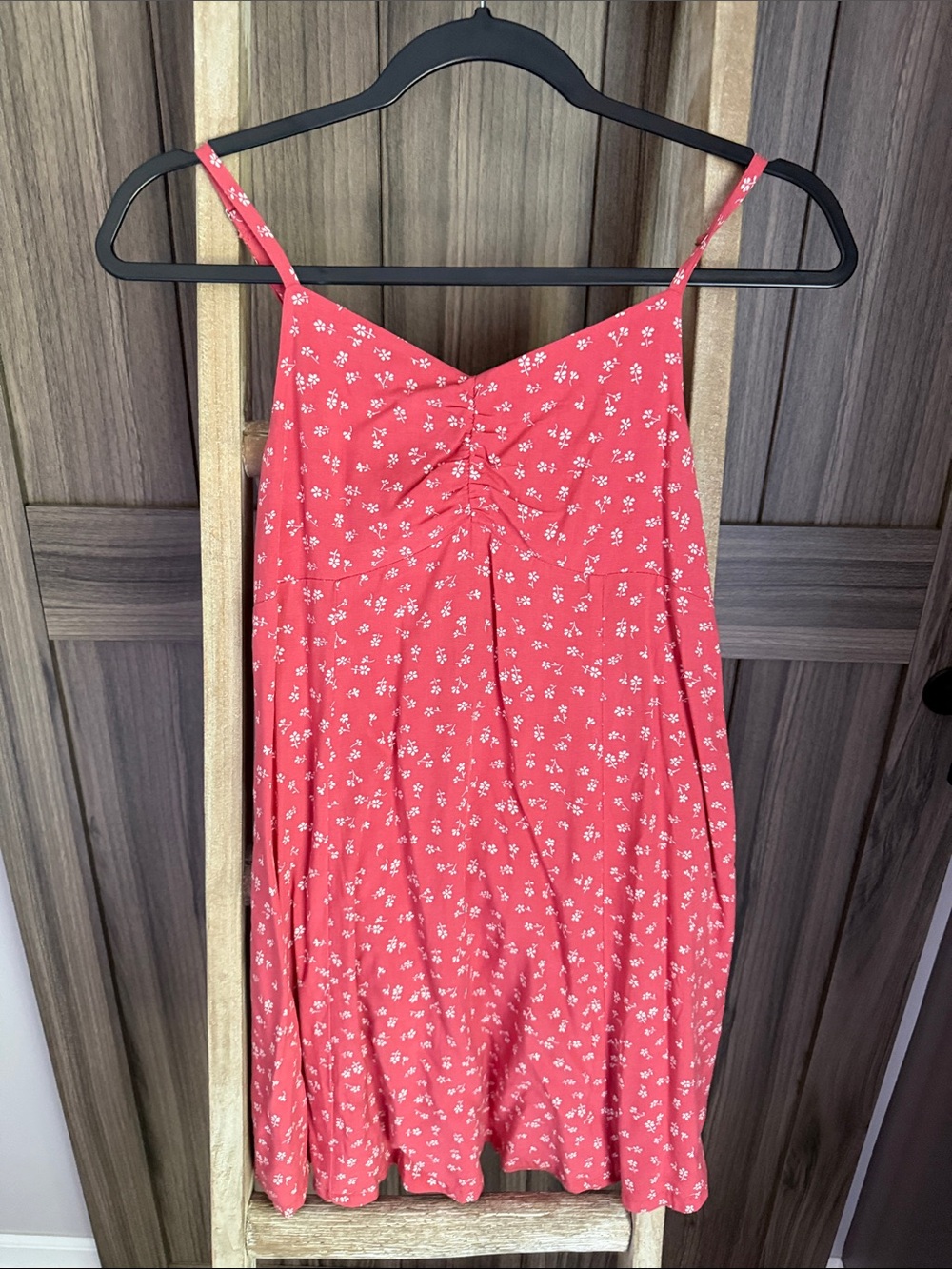GAP Teen Coral Pink Floral Dress with White Print